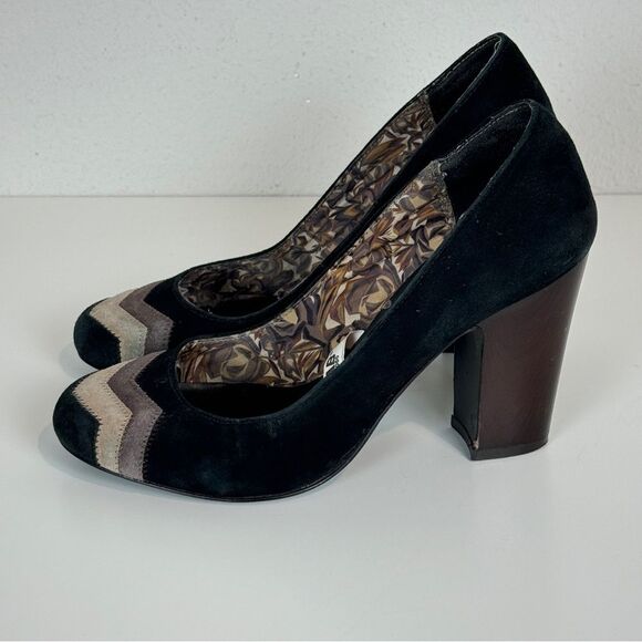 Missoni for Target Black Brown Suede Mod Block Heels 7 - Picture 6 of 10